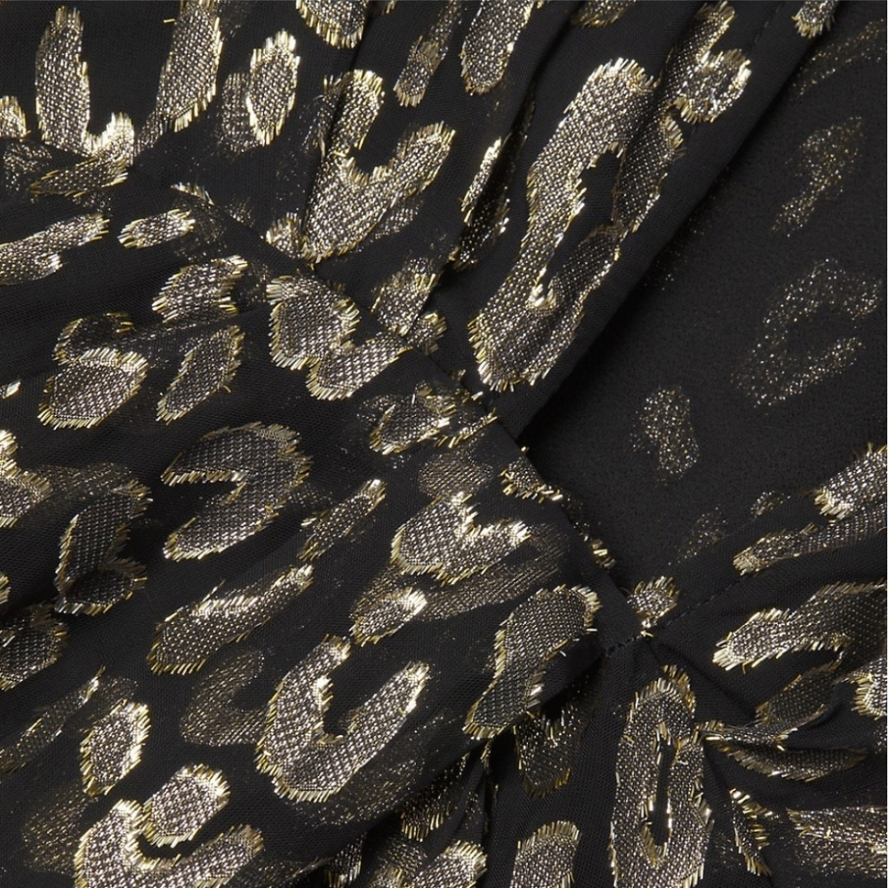 Michael Kors Mini Dress Gold Black Long Sleeve Cocktail Holiday Party NYE 4 New - Picture 5 of 16